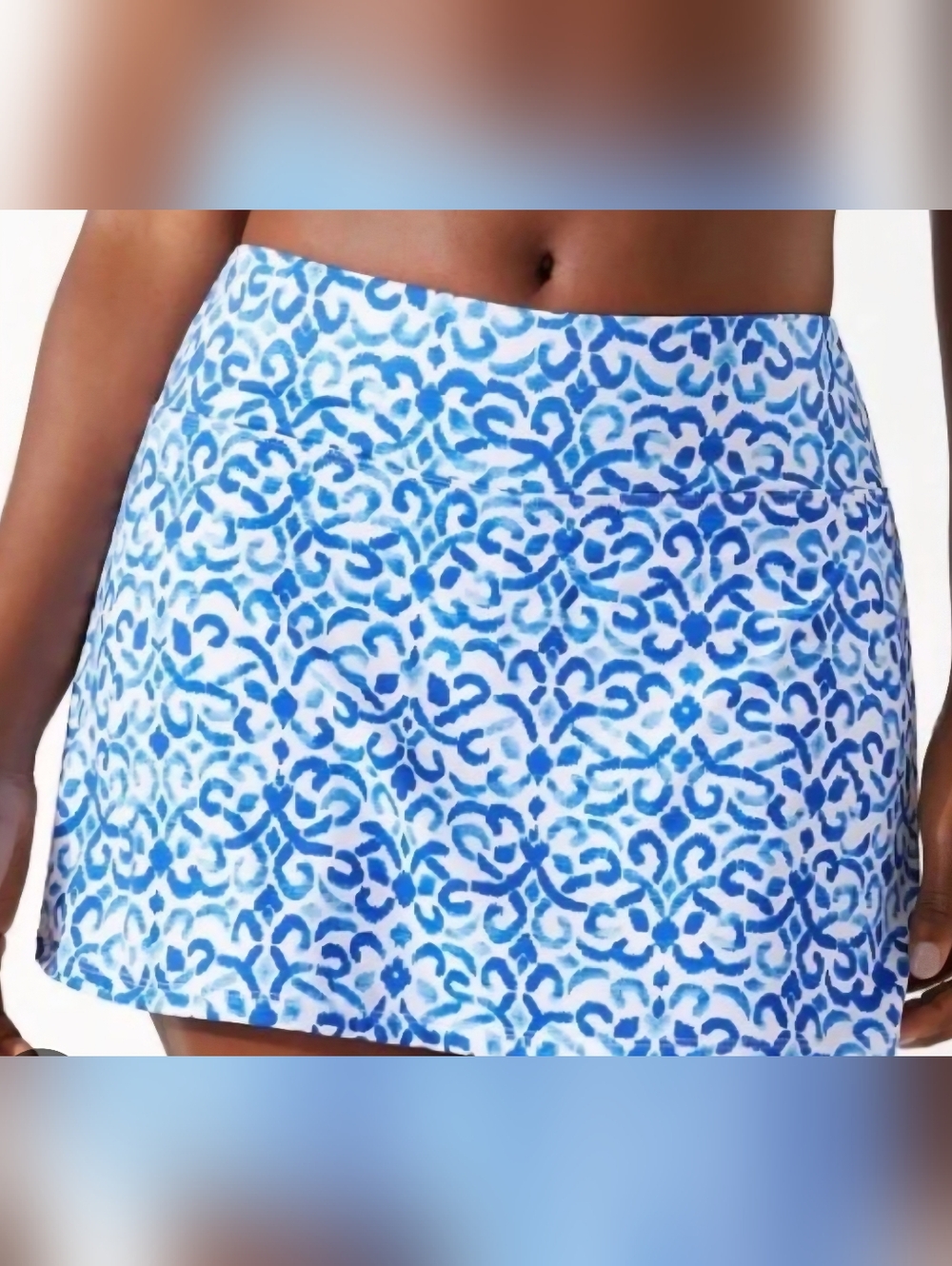 Tommy Bahama Blue & White Patterned Swim Skirt